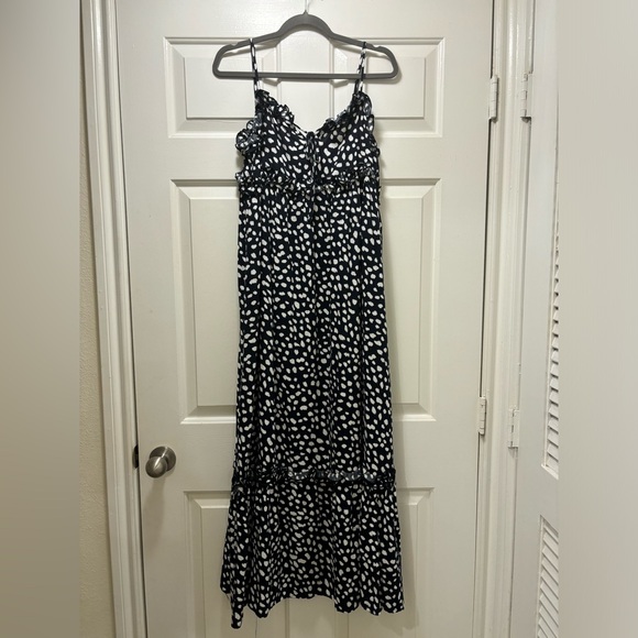 Navy and White Polk-Dot Maxi Dress - Picture 1 of 3